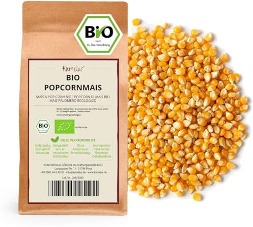 Kamelur 2kg BIO Popcorn Mais ohne Zusätze – BIO Puffmais für selbst gemachtes Popcorn – Popcornmais BIO in biologisch abbaubarer Verpackung