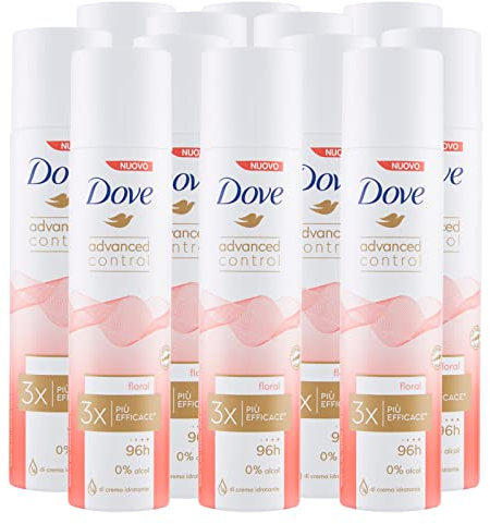 12x Dove Advanced Control Floral 96h 0% Alkohol Antitranspirant - 12 Deodorants a 100ml