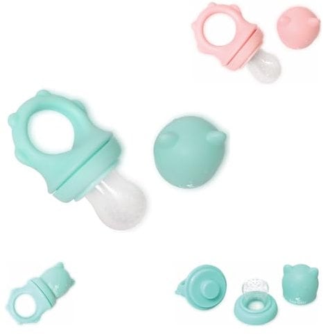 Baby Care Fruchtsauger 2 in 1, Beißring, Beikostsauger, Fütterhilfe, Schutzkappe türkis