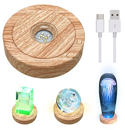 YWNYT LED Rotating Display Stand, LED Light Base, Display Turner for Crystal Colorful Light Dispaly Base Turntable Display Stand for Glass Ball Crystal Art