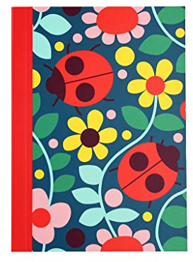 Ladybird A6 Lined Notebook small pocket pad. Cute bug print stationery | temporary tattoos, kids tattoos, skin art decals, fake ink body decor, fun party favors, safe transfers