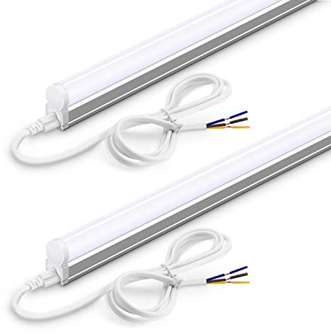 Barrina Led Batten Light 2ft 60cm, T5 Led Tube Lights, 1100lm 10W 6500K Super Bright White LED Garage Workshop Lighting, Wall and Ceiling Batten Lights 2 Packs