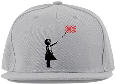 Maikomanija Banksy inspiriertes Mädchen mit Ballon JDM Flagge Street Art Baumwolle Flaches Visier Fullcap Baseball Cap Trucker Hut Unisex Sport Atmungsaktiv, grau, One size