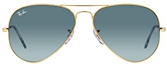 Ray-Ban Unisex-Sonnenbrille RB3025 AVIATOR LARGE METAL 001/3M Farbe Goldblau Glasgröße 58 mm