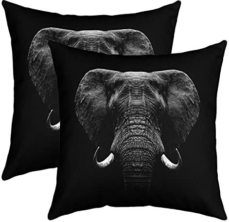 Elefant Kissenbezüge 40x40cm Weich Square3D Wild Tiere Muster Dekokissen Home Dekor Kissenhülle 2er Set Kissenbezüge Ethnische Elefant Drucken Schwarz Kissenbezug Sofakissen Couchkissen für Sofa