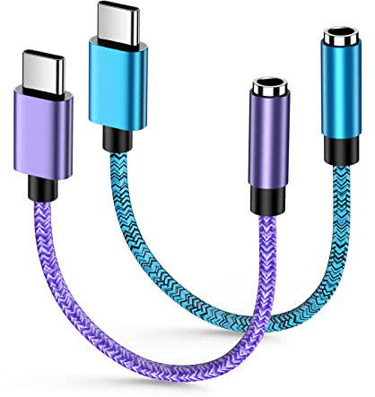 USB C Aux Audio Headphone Adapter for Samsung Galaxy S25 Edge Ultra S25+ A16 5G A54 A56 A36 A26 A14 S24 S23 A53 S22 S21 S20 Plus, Type C to 3.5mm Female Earphone Jack Adapter 2 Pack Dongle Cable Cord