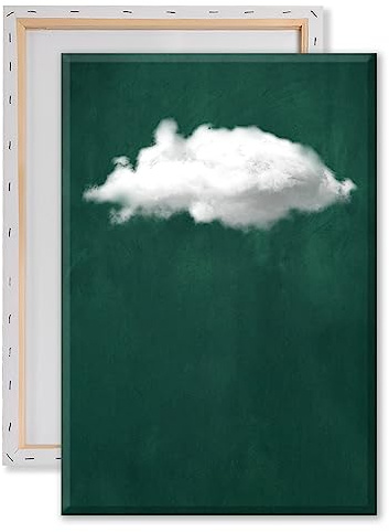 Abstrakte Wolke Leinwand Wandkunst Abstrakte dunkelgrüne weiße Wolken Leinwand große grüne Gemälde für Wohnzimmer Türkis abstraktes Bild Wolken Kunstwerk Smaragdgrün Bilder Poster 40,6 x 61 cm