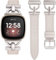 Wearlizer Lederarmband Kompatibel mit Fitbit Sense Armbänder/Versa 3/Versa 4/Sense 2 Armbänder Damen, Dressy Lederband mit D-Shape für Versa 3/Sense Smartwatch, Polarstern