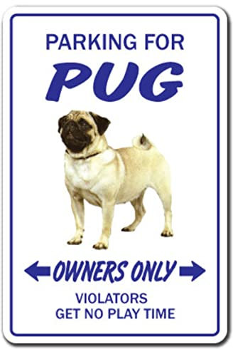 Metall-Warnschild aus Aluminium, Mops, Metallschild für drinnen und draußen, Metallschild für Zuhause, Badezimmer, Restaurants, Küche, Garten, Höhle, Garage, Büro, Bar, Café, 14 x 20,3 cm