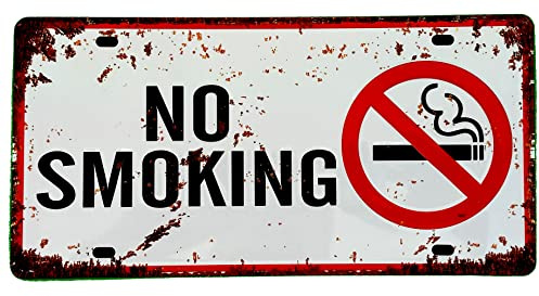 DiiliHiiri Letrero de Prohibido Fumar para Bar - Pub - Cafetería o Barbería - Chapa - Tamaño: 30x15cm - Señalización de No Fumar - Aviso - Placa - Afiche - Cartel - Señal de NO Smoking (2651-1)