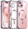 JETech Cover Trasparente Morbida per iPhone 15 Plus 6,7 Pollici, Obiettivo per Fotocamera Protezione Completa, Compatibile con MagSafe Ricarica Wireless, Custodia Placcatura con TPU (Rosa)