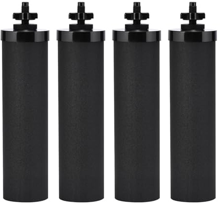 airkitrep Filtro dell'acqua di ricambio per Berkey, sistema di filtraggio dell'acqua, ricambio per filtro dell'acqua a gravità, 4 filtri a carbone attivo Black Elements, compatibile con depuratori,