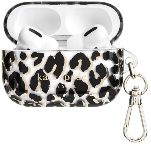 kate spade new york AirPods Pro Protective Case with Keychain Ring - City Leopard, Compatible with AirPods Pro 2nd / 1st Generation