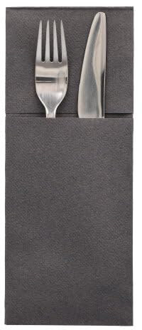 PAPSTAR 100 Bestecktaschen, Airlaid 1/8-Falz 40 cm x 48 cm anthrazit Premium