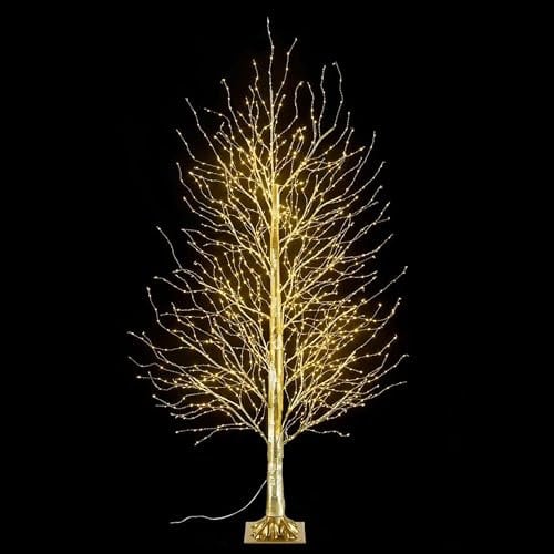 Gruppo Maruccia - Albero Natalizio Dorato con 1300 Luci Led Bianco Caldo - Albero di Natale Artificiale per Interni ed Esterni Altezza 1,8 Metri 225 Rami Luminosi