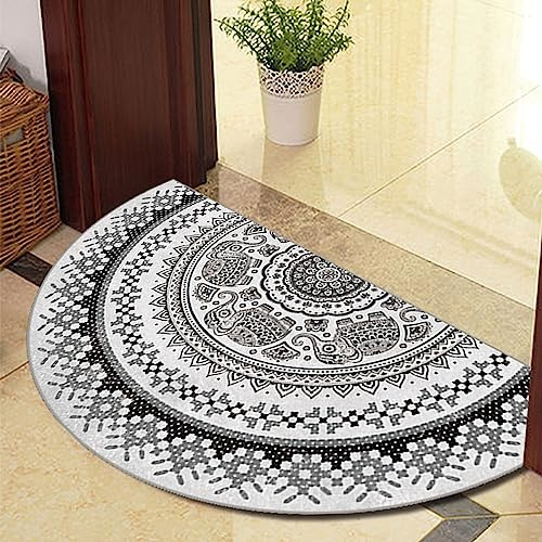 Guest Ruyunlai Halbrunder Teppich FußMatte Halbrund Hereinspaziert Fussmatten HaustüR Bodenmatte Innen Fussmatte Kitchen Mat Deko Eingangsbereich Aussen Grauer Elefant 50x80cm