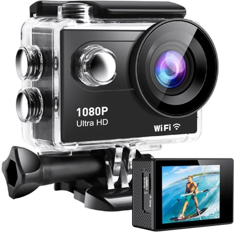 Andoer 1080P Ultra HD Action Camera with 2.0in LCD Screen 12MP 30m Waterproof Anti-shaking 120°Wide Angle with Waterproof Case Adapters