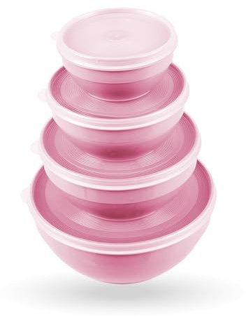 Pro Home Frischhaltedosen mit Deckel 4er Set (500ml - 2,5L) Rosa - Vorratsdosen, mikrowellen- und spülmaschinenfest, gefriertauglich, Lebensmittelbehälter