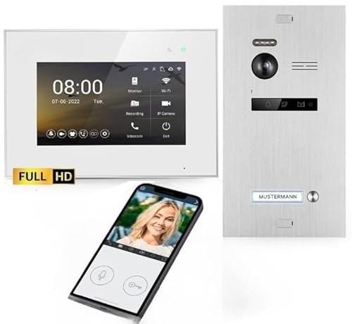 HD Video Türsprechanlage für 1-Familienhaus - 2-Draht Sprechanlage mit Full HD Kamera, WLAN Gegensprechanlage, 7 Touchscreen Monitor – Video Gegensprechanlage mit Türöffner