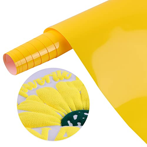 Tintnut Gelb 3D Puff Plotterfolie Textil Rolle Iron on Folie 10in x 6ft | Flexfolie plotter textil für kleidung und taschen DIY,dehnbar und waschbar,einfach schneiden entgraten,für meisten plotter