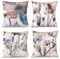AUAUY Blumen Kissenbezug 40x40 4er Set, Kissenhülle Leinen Sofakissen Moderne Abstrakte Blumen Aquarellmalerei Dekokissen für Sofa Schlafzimmer Couch Outdoor Bauernhaus Kissenbezüge