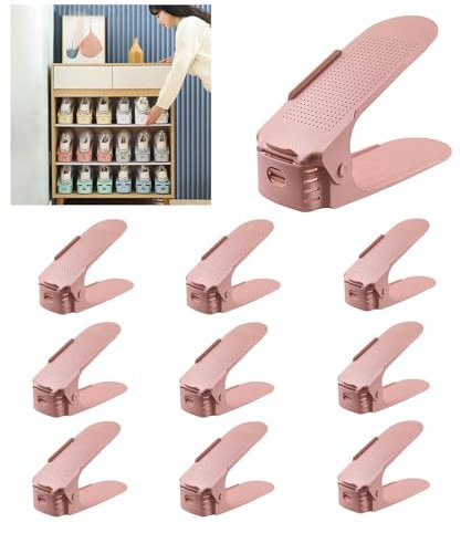 LFLIFENG Rangement Chaussures Gain de Place Réglables Porte Chaussures 3 Niveaux Réglables Épais Rangement Chaussures Rangement Chaussure Gain de Place,Pink-25