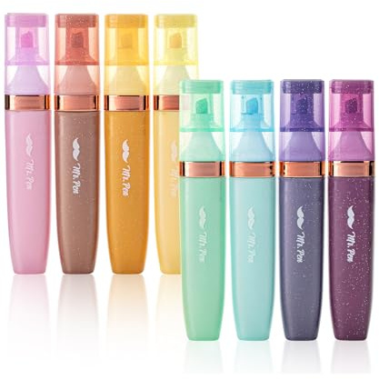 Mr. Pen- Glitter Highlighters, 8 Pack, Pastel & Metallic Colors, Chisel Tip Glitter Highlighter Markers for Journaling, Notes, Planners & Creative Highlighting