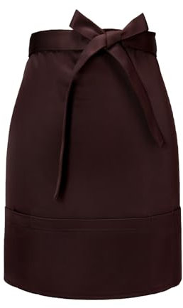 Futuhada Taillenschürze mit Taschen für Männer Frauen, Vorbinder Kellner Schürze, Kurze Halbe Schürze, Kellnerschürze Küchenschürze Kochschürze für Küche Chef Café Restaurant Bar Bistro (Braun)