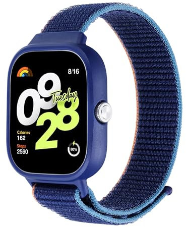 Bdsidy Nylon Bracelet avec Coque pour Xiaomi Redmi Watch 4, Réglable Sport Elastique Bracelet, Tressé Remplacement Bracelets pour Xiaomi Redmi Watch 4 Sport Smartwatch (Bleu Foncé)