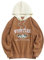 ZAFUL Kapuzenpullover für Herren, Buchstaben-Berg-Grafik-Stickerei, Plüsch-Fleece, lässiger Pullover mit Kordelzug (Kaffee, XL)