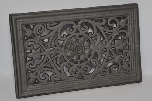 SEZAM OZ110 Grille d'aération en fonte, 23 x 2,5 x 14,5 cm, pour poêles en faïence, fours à bois et cheminées, grille d'air pour four, graphite