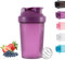 Protein Shaker Bottle, Shaker with Stainless Steel Mixing Ball, BPA- and DEHP-free, Dishwasher Safe, Leakproof Flip On Lid, Black, 400 ml(Purple)