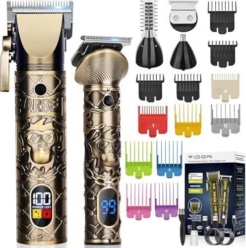 YIDON Tondeuse Barbe Homme, Tondeuse Cheveux Hommes, 3 en 1 Rasoir Electriques, USB C Cable, Kit de Cheveux Barbe Professionnel, Finition pour Chauve, Dégradé, Contour, Nez et Corps