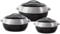 SK COOKWARE - 3PC Hot Pot Food Warmer Container Hot Food Insulated Food Container Serving Dishes with Lids - 1-1.5-2.5L (Black-Silver)