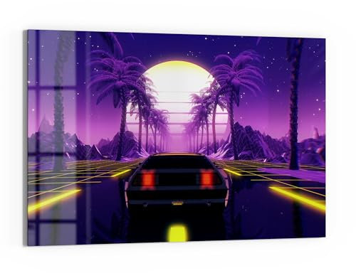 DEQORI Glas-Magnettafel | 60x40 cm cm groß | Motiv Neon Nostalgie | Memo-Board aus Glas | Magnetboard inkl. Magnete, Stift & Tuch für Küche & Büro | Tafel magnetisch & beschreibbar