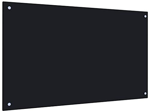 AUVYI Crédence de Cuisine en Verre Trempé 100 x 60 cm Noir - Protection Anti-éclaboussures et Murale pour Cuisinière