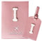 ZVRSUA Reisepasshülle Rosa und Kofferanhänger Set mit Buchstabe I, Passport Hülle Reise Gadgets und Travel Essentials Hülle Reisepass,Geschenk für Frauen/Teenager/Mädchen/Kind(I)