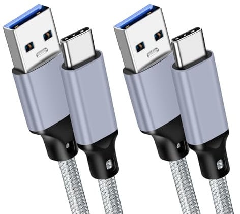 LANAFAY USB3.2 to TypeC Cable 2 Pack, 30cm/1 FT USB to Type-C Cable 3A Fast Charging, Braided Short USB3.2 Cable 10Gbps Data Transfer for Samsung S22/S21, Huawei, Pixel, Switch, and More