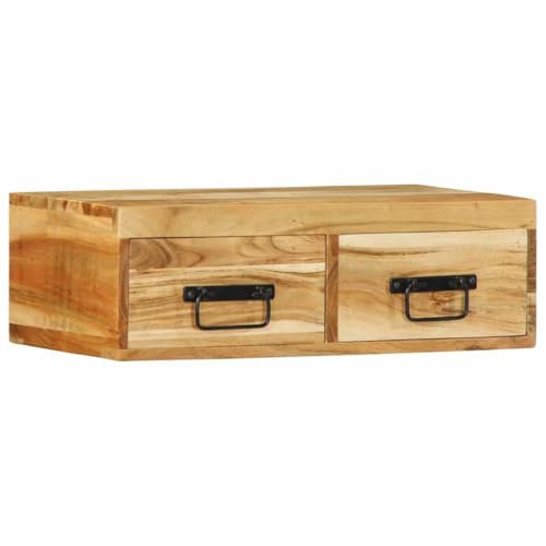 vidaXL wall-mounted tv cabinet - solid acacia wood for living room/office - 60x30x19cm - retro style with ample storage