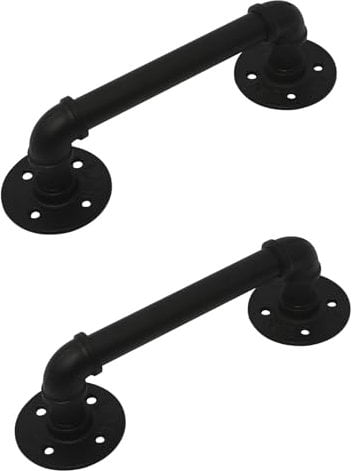 Homtone Küchengriffe 2 Stcük, 305 mm Industriellen RöhrenförmigenTürklinken, Scheunentürgriffen, Eisen-Handlauf, Steampunk-Rohr Türgriffen, Schublade, Schranktür, Schwarz