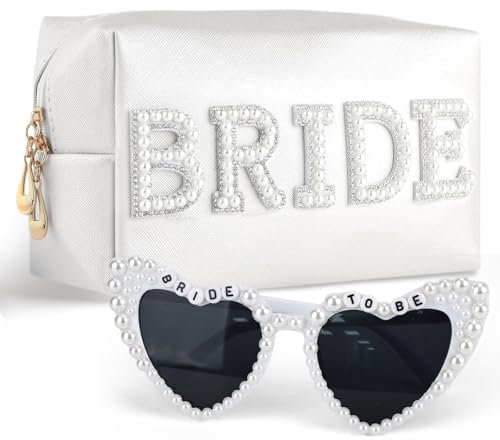 GADITIEK Gadget Sposa to Be Kit, Addio al Nubilato Pisello, Gadget Addio al Nubilato Sposa e Amiche, Bride to Be Occhiali da Sole et Sac à Cosmétiques, Regalo per Addio al Nubilato