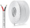 22AWG 2x0,3mm² 20Meter Elektrokabel 2-adrig Kabel, 5V/12V/24V Erdkabel Weiß Verzinnte Kupferkabel, 300V flexibel und weich Stromkabel hohe Temperaturbeständigkeit Verlängerungskabel 20m