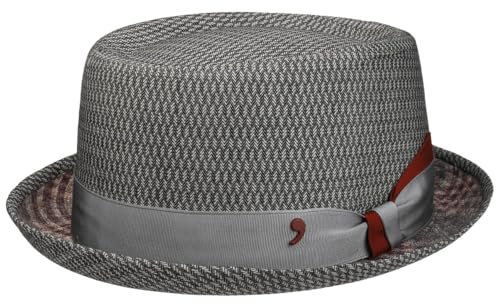 Alfonso D’Este Virgin Wool Pork Pie Hut Porkpie Wollhut Herren - Made in Italy mit Futter, Ripsband, Ripsband Frühling-Sommer Sommer - XL (60-61 cm) grau