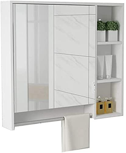 GUHPZA Armoire De Toilette avec Miroir, Armoires De Toilette avec Miroir, Boîtes À Miroir en Bois Massif, Miroir Mural,White-78 * 13 * 70cm