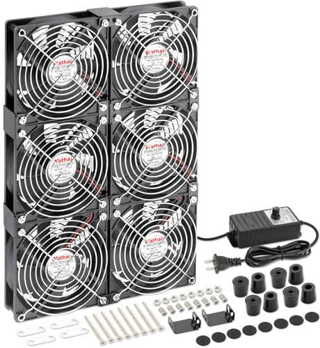 Wathai 6x 120mm Gehäuse Computerlüfter mit Netzstecker, Dual Ball Lager und Drehzahlregler für Serverracks, Gewächshäuser, Keller sowie Fensterentlüftung und Kühlung