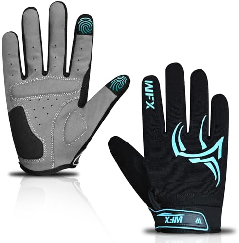 WFX Full Finger Cycling Gloves for Men & Women, Touchscreen Bike Gloves for MTB, Road, BMX & Motorcycle, Breathable Anti-Slip Padded Gloves for Riding, Fitness and Outdoor Sports (Black, M)