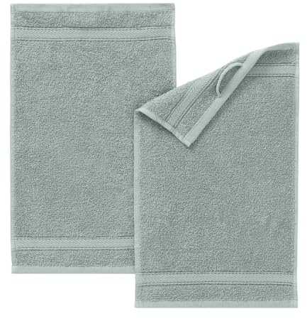 G BETTWARENSHOP Frottierserie Essential – Hochwertige Handtücher aus 100% Baumwolle – Saugstark, Weich & Pflegeleicht Gästetuch 2er Pack 30x50 cm, Silber