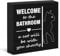 Funny Cat Bathroom Wooden Box Sign Welcome to the Bathroom a Cat Will Be with You Shortly Black Wood Block Sign for Restroom Toilet Decor