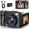 4K Digitalkamera 50MP Autofokus Fotokamera 16X Digitalzoom 2.8'' 180° Flip Screen Fotoapparat mit Selfie Kompaktkamera mit 32GB Karte für Teens Anfänger Erwachsene