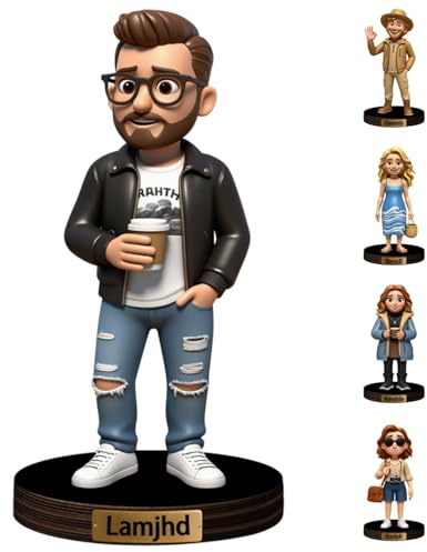 VWCSDSCS Figura de Foto Personalizada, Caricatura, Retrato de Escritorio, Placa de Nombre, Escultura de Retrato de Dibujos Animados, Adorno de acrílico para Regalo de cumpleaños, Boda, Aniversario